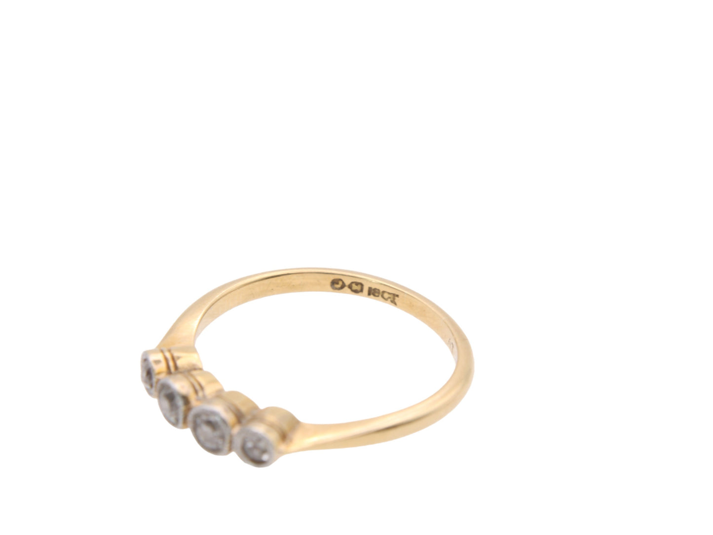 Antique Art Deco 18ct Gold & Platinum Bezel Set Diamond Ring, 0.20ctw