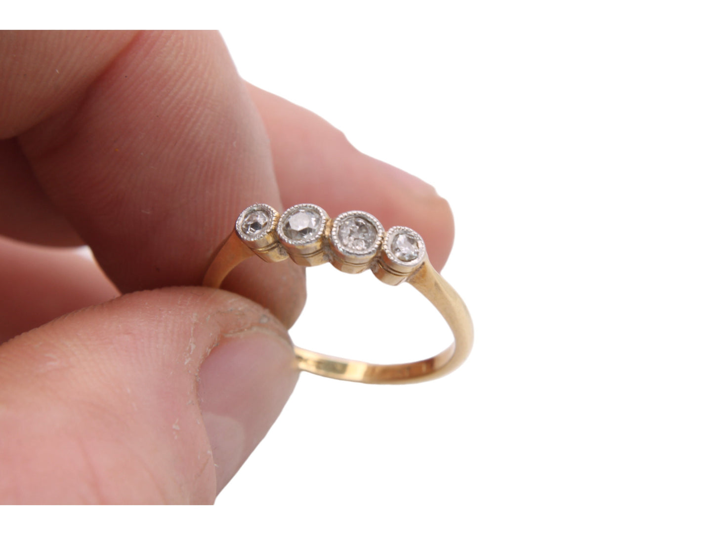 Antique Art Deco 18ct Gold & Platinum Bezel Set Diamond Ring, 0.20ctw