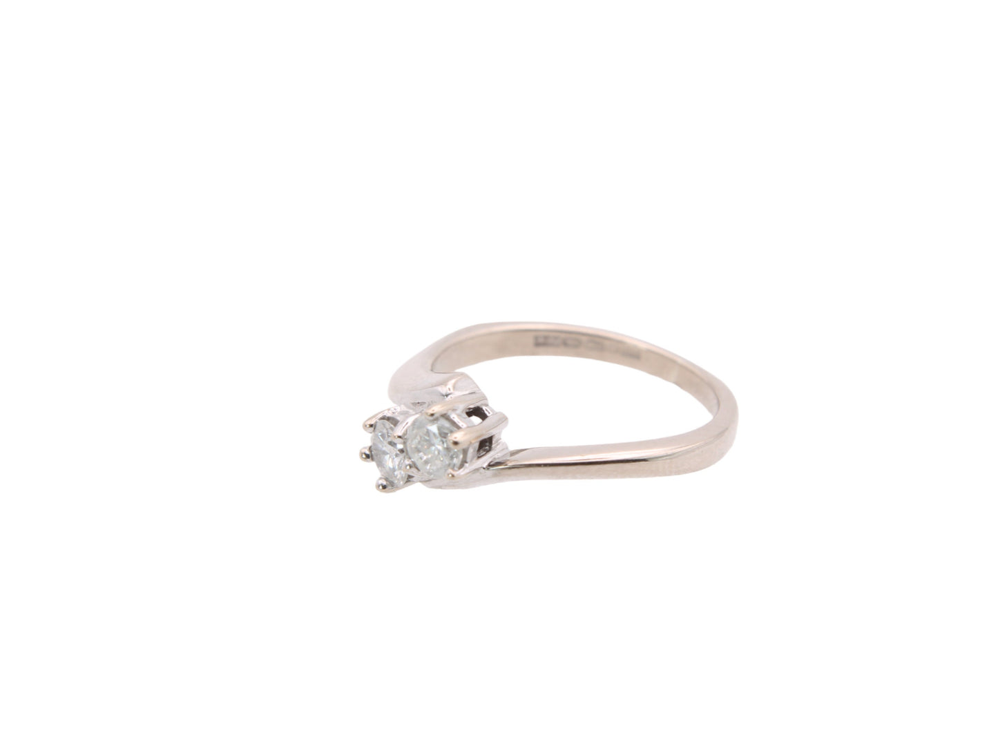 Vintage 18ct White Gold Toi et Moi Diamond Ring, .33ct