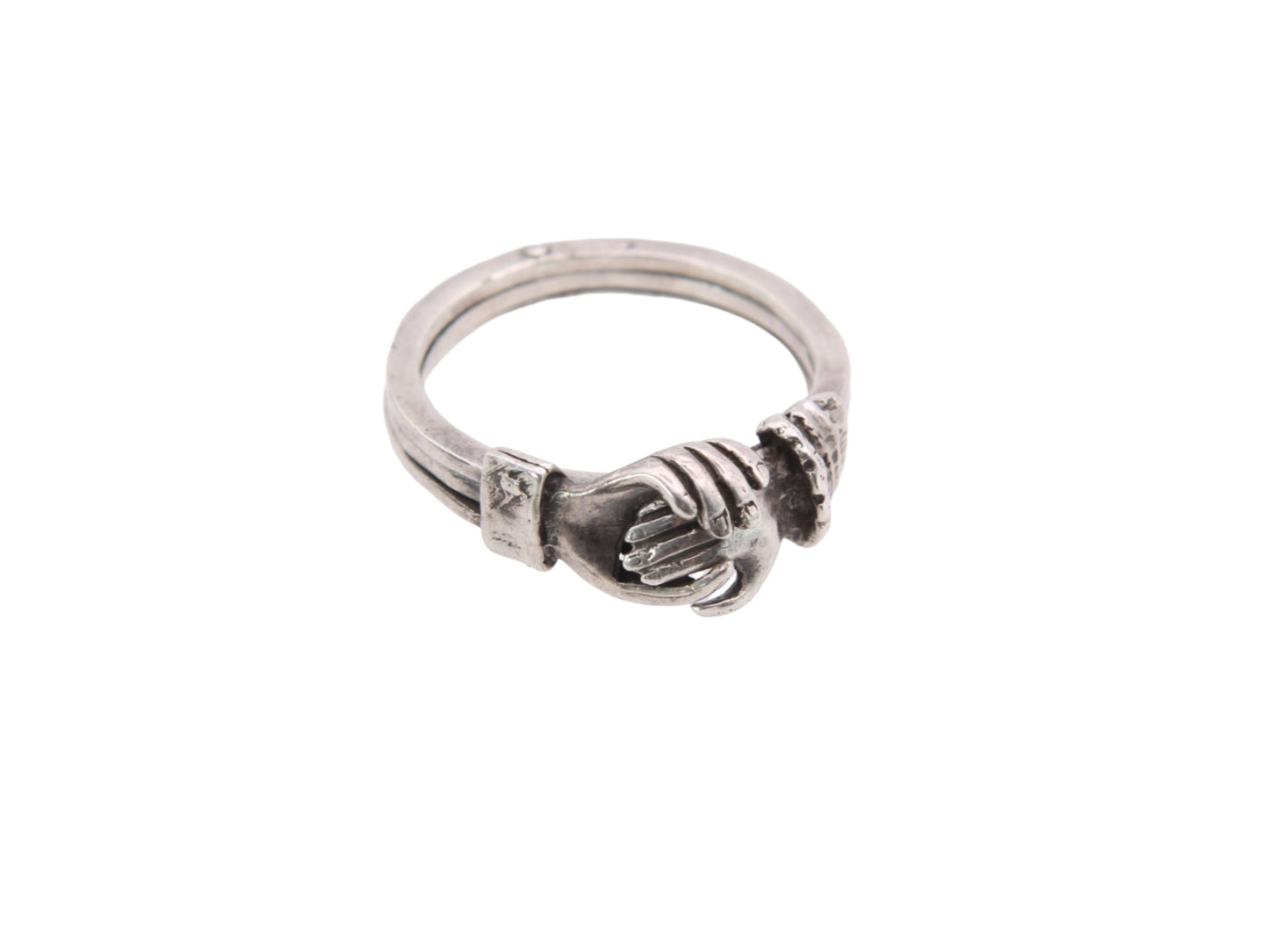 Vintage Sterling Silver Opening Hands Heart Gimmel Ring