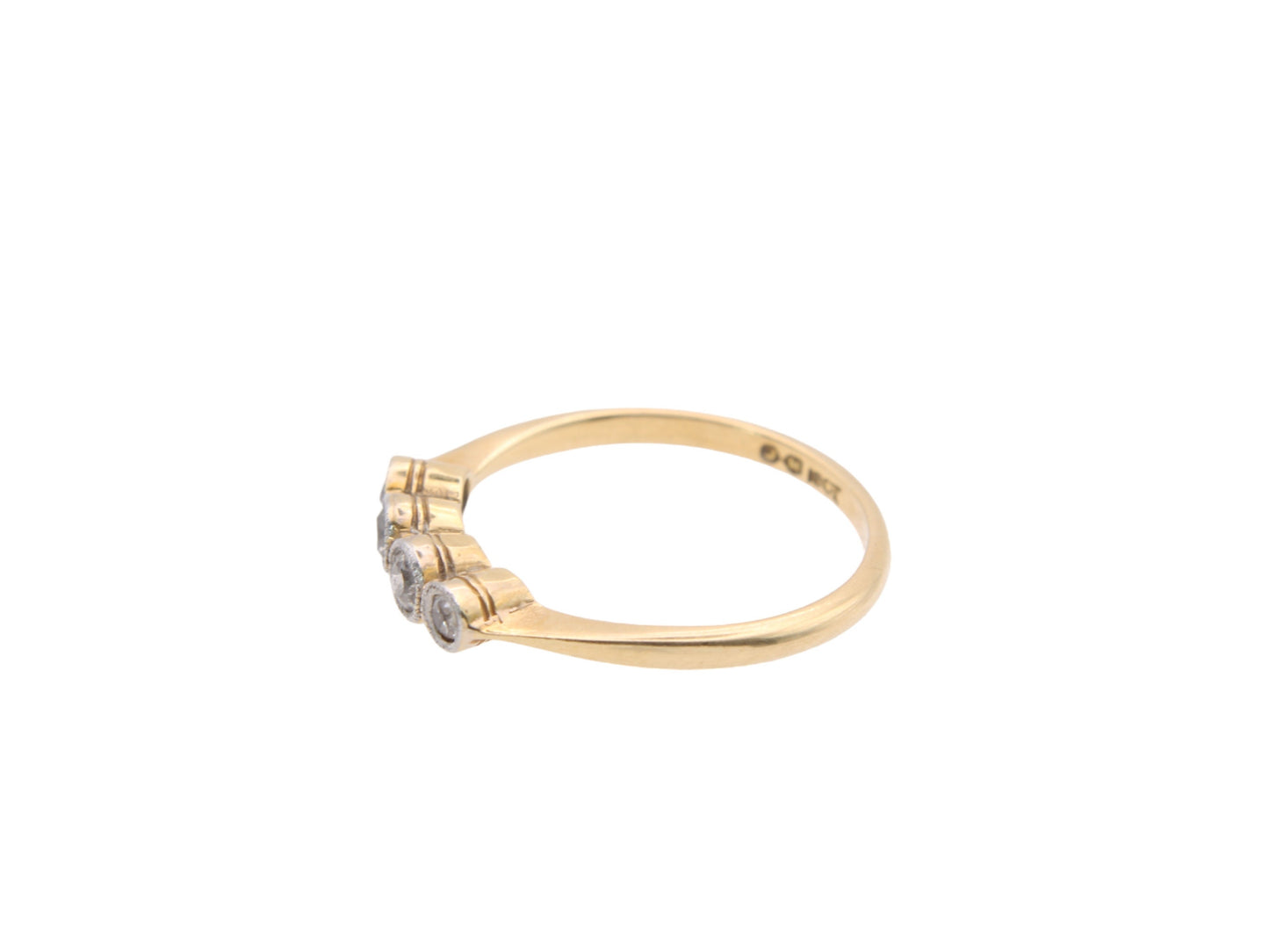 Antique Art Deco 18ct Gold & Platinum Bezel Set Diamond Ring, 0.20ctw