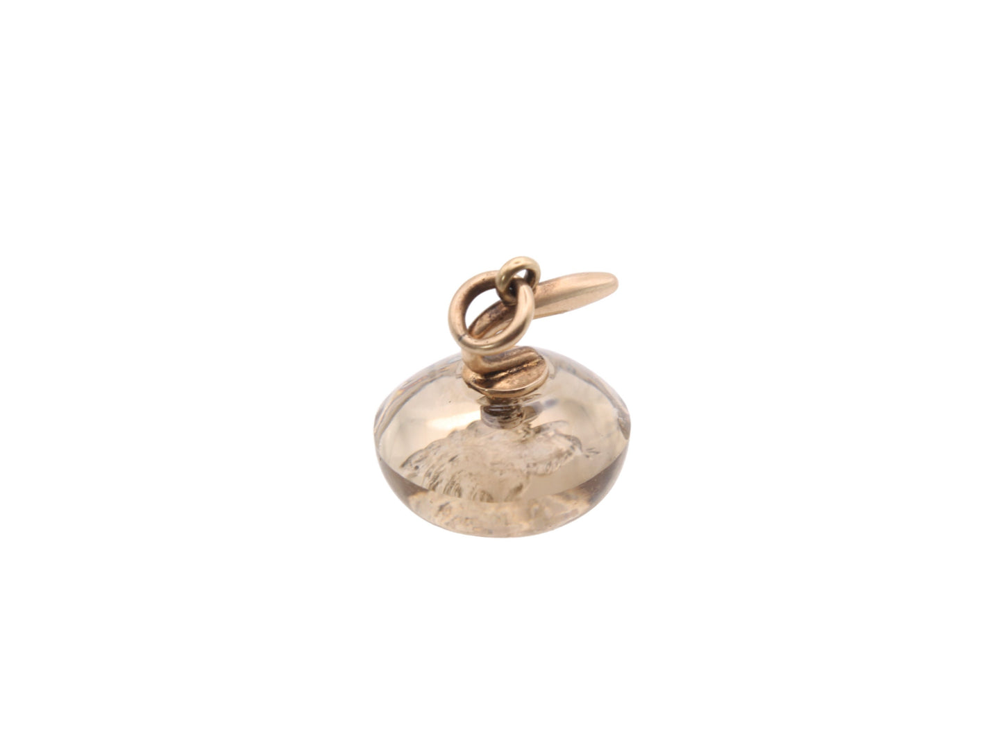 Antique 9ct Gold Citrine Curling Stone Intaglio Wild Boar Crest Pendant