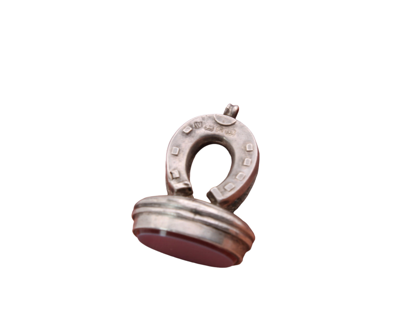 Antique Sterling Silver Lucky Horseshoe Lilac Agate Pendant