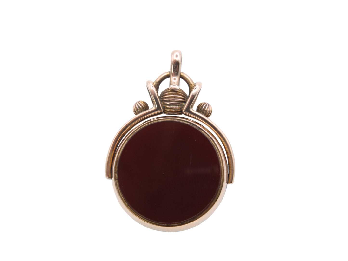 Large Antique 9ct Gold Bloodstone Carnelian Spinner Pendant 1891