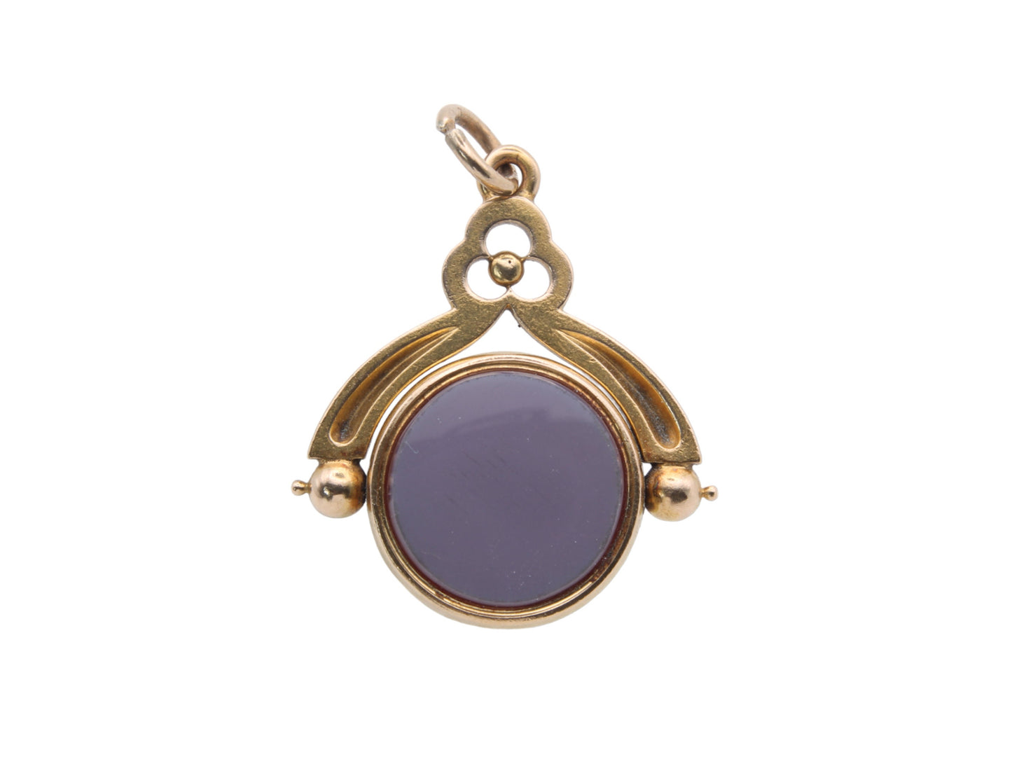 Antique 18ct Gold Bloodstone & Lilac Agate Spinner Pendant