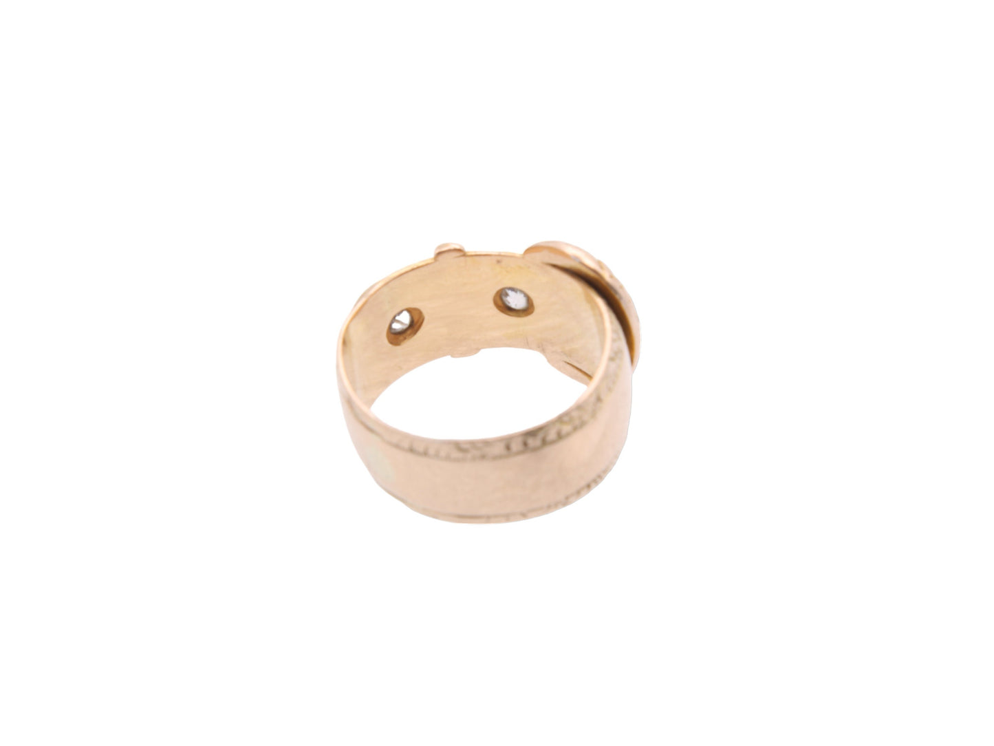 Antique Edwardian 18ct Gold Diamond Gypsy Buckle Ring - 1908