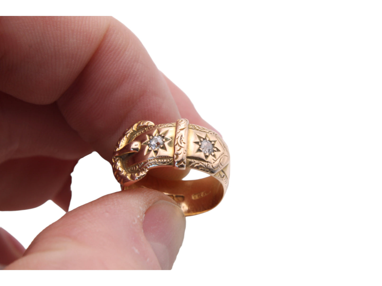 Antique-Edwardian-18ct-Gold-Diamond-Gypsy-Buckle-Ring---1908
