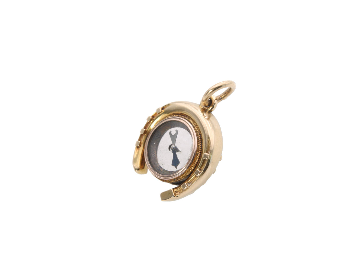 Antique Victorian 15ct Gold Compass Horseshoe Pendant