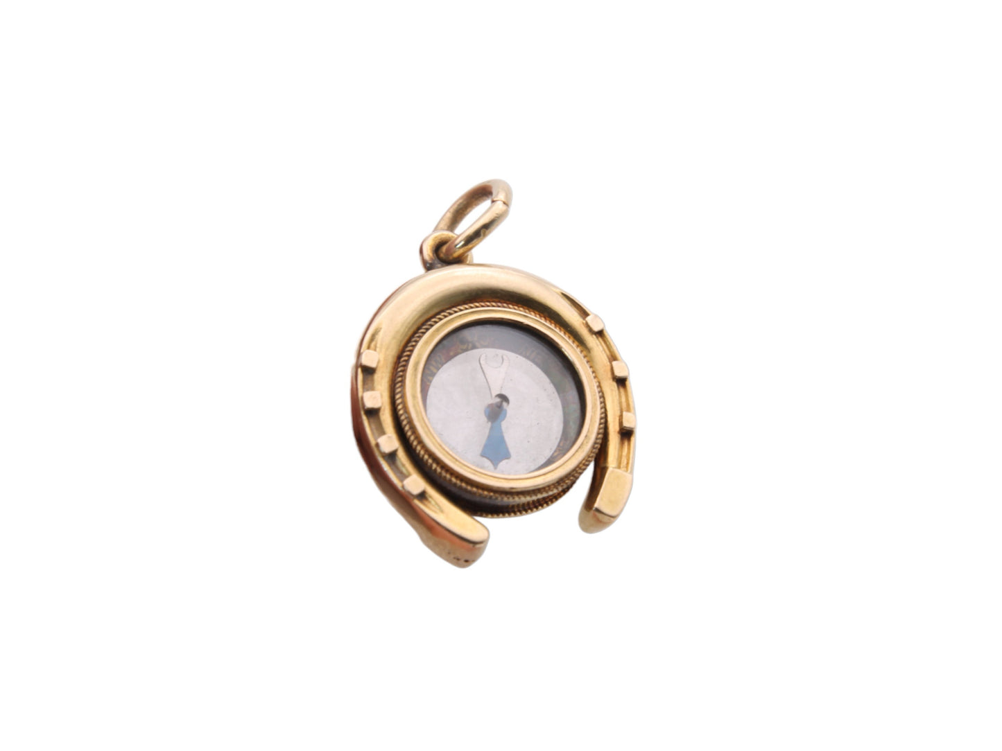 Antique Victorian 15ct Gold Compass Horseshoe Pendant