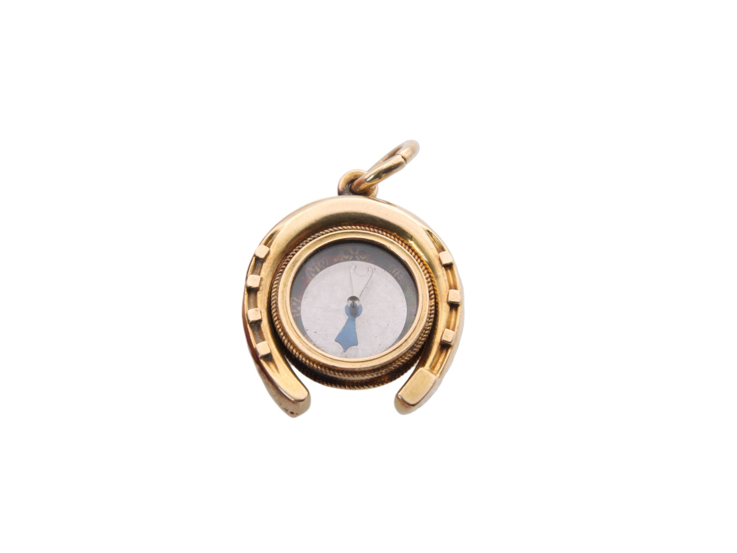 Antique Victorian 15ct Gold Compass Horseshoe Pendant