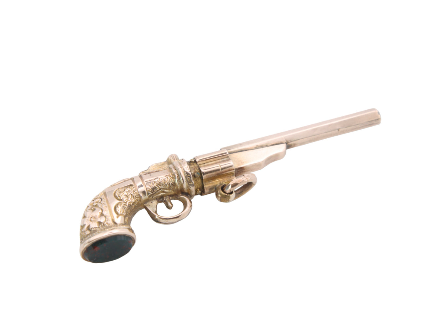 Antique 9ct Gold Revolver Gun Watch Key Pendant