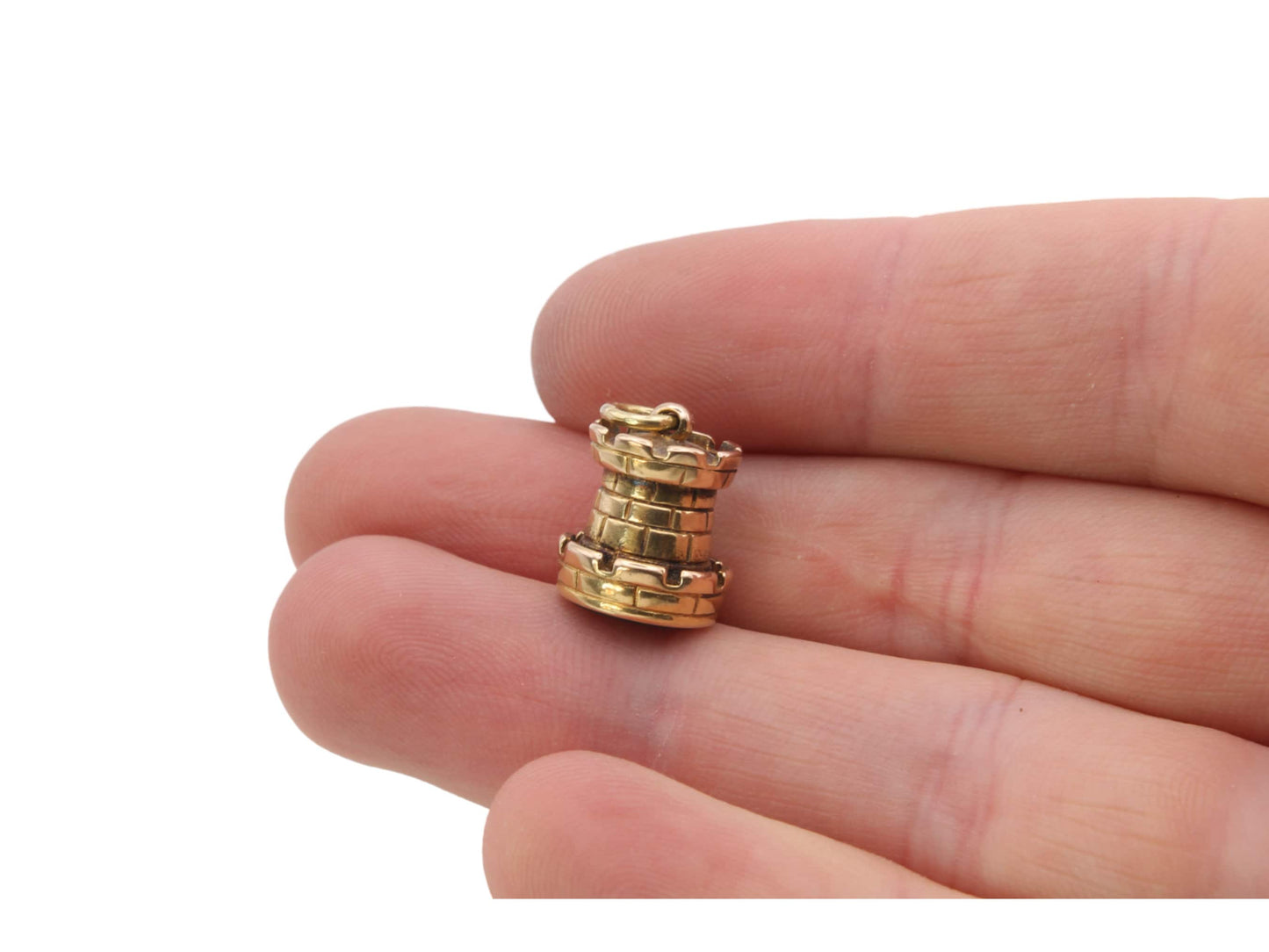 Antique 18ct Gold Castle Turret Tower Pendant