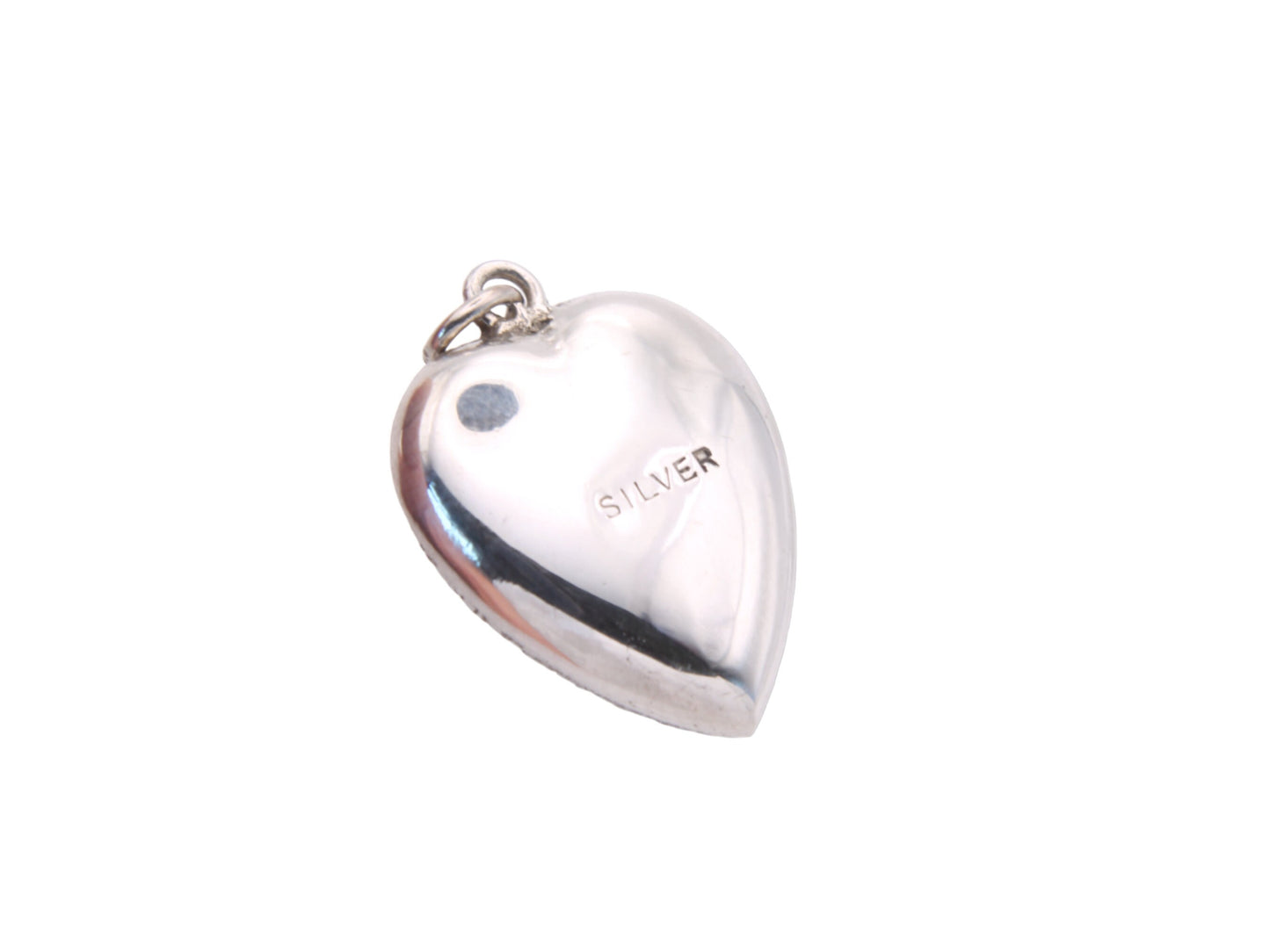 Art Deco Sterling Silver Puffy Heart Pendant