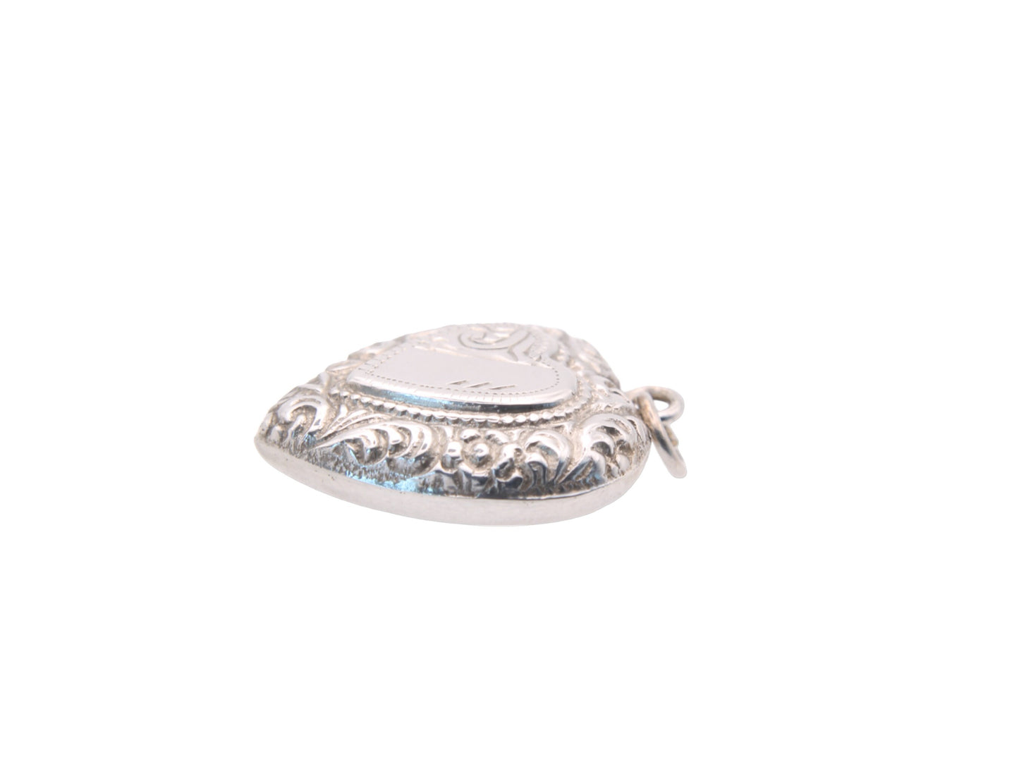 Art Deco Sterling Silver Puffy Heart Pendant