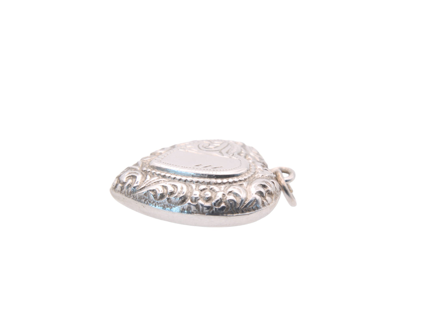 Art Deco Sterling Silver Puffy Heart Pendant