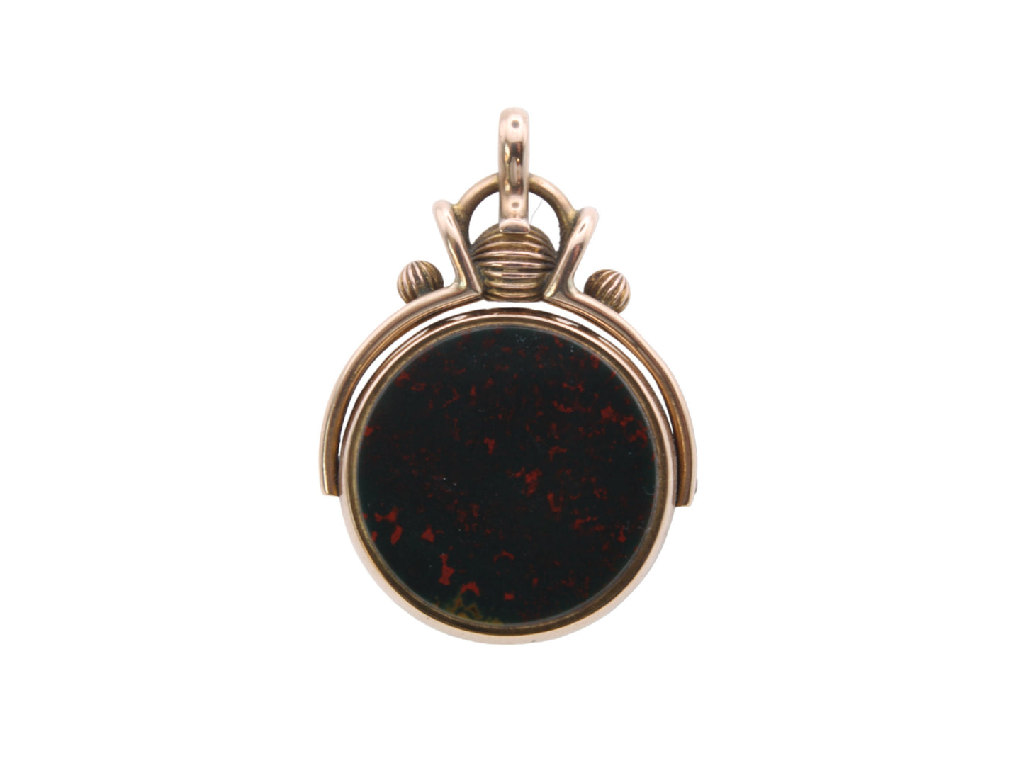 Large Antique 9ct Gold Bloodstone Carnelian Spinner Pendant 1891