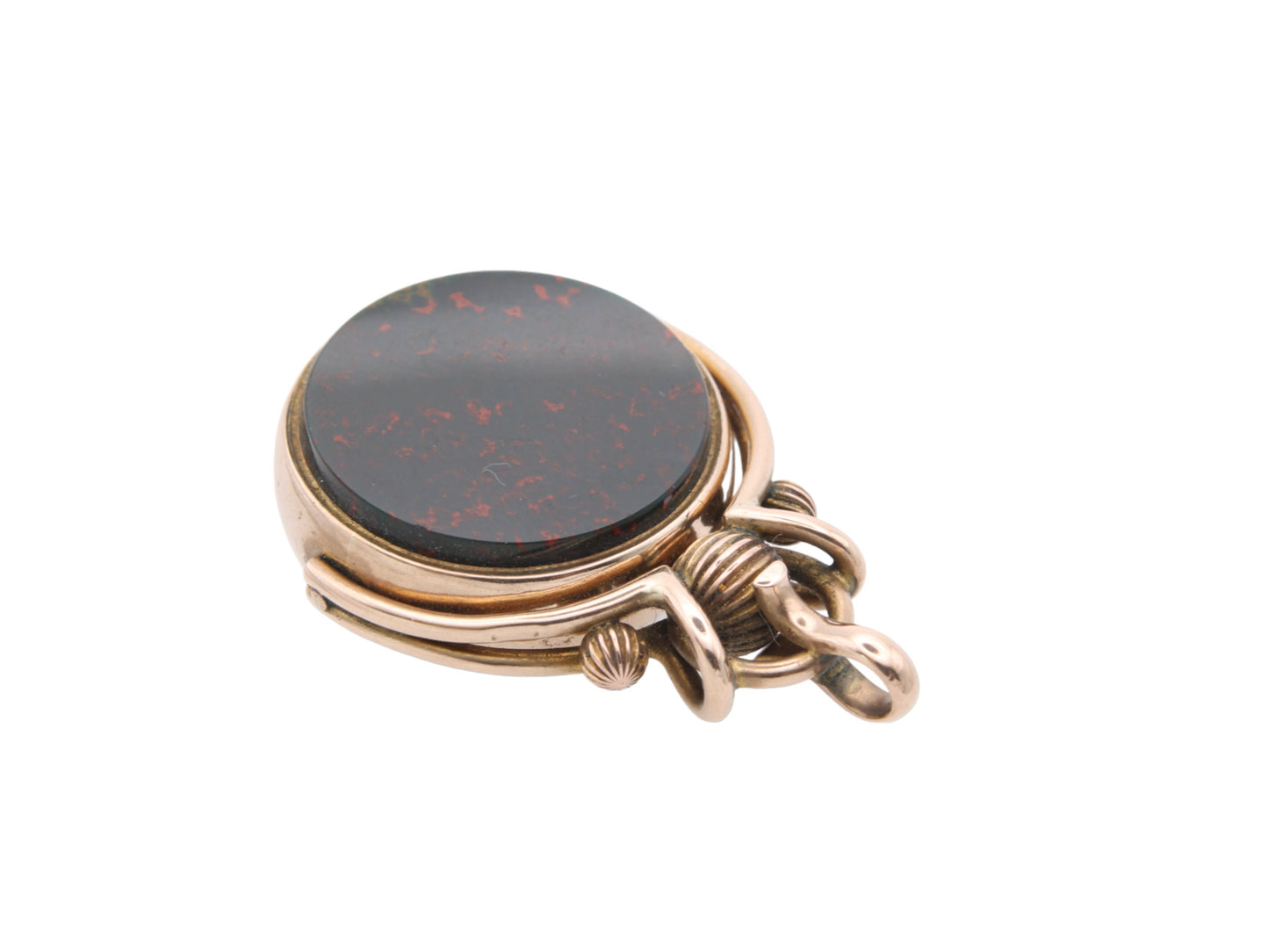 Large Antique 9ct Gold Bloodstone Carnelian Spinner Pendant 1891