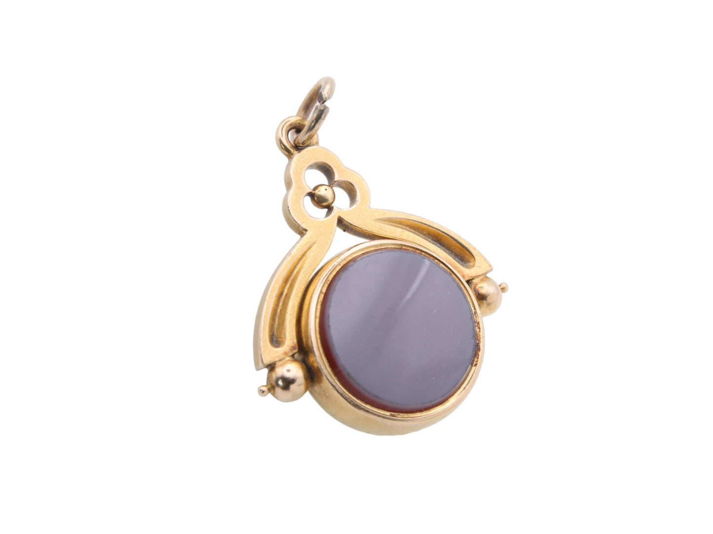 Antique 18ct Gold Bloodstone & Lilac Agate Spinner Pendant