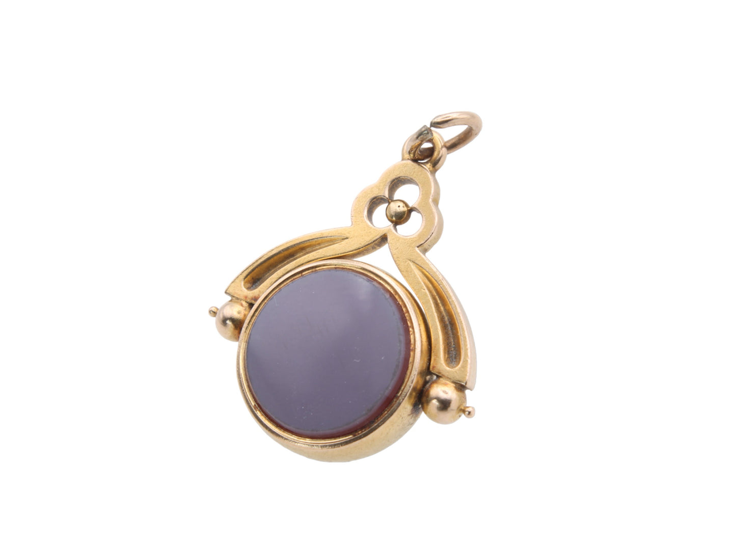 Antique 18ct Gold Bloodstone & Lilac Agate Spinner Pendant