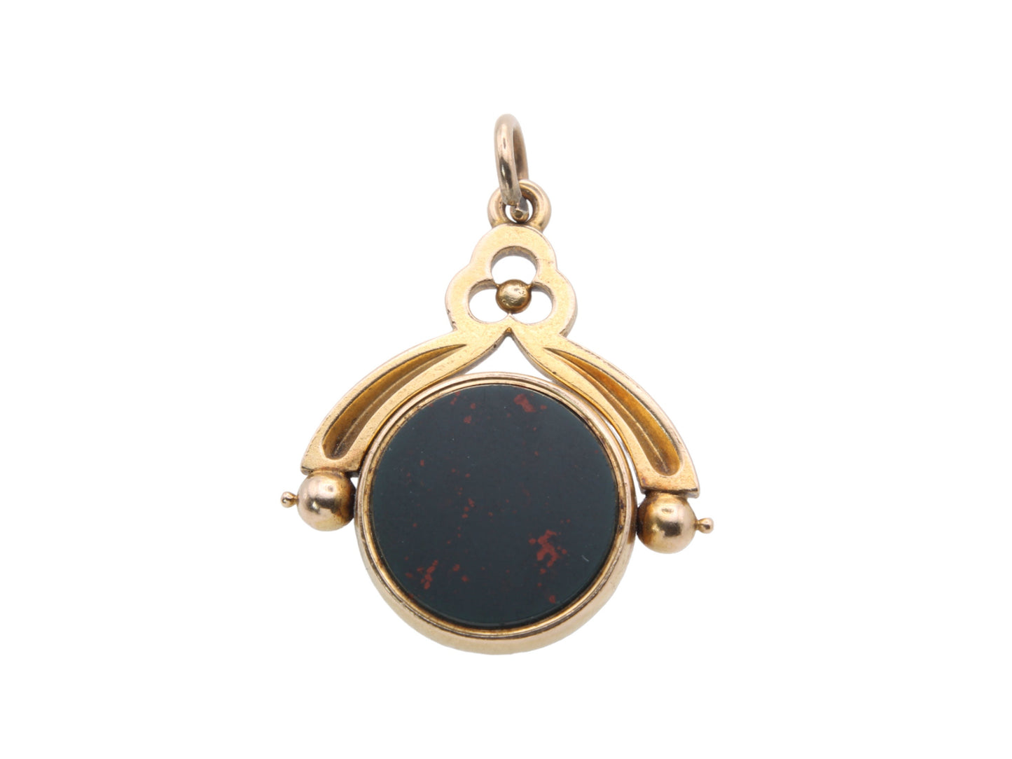 Antique 18ct Gold Bloodstone & Lilac Agate Spinner Pendant
