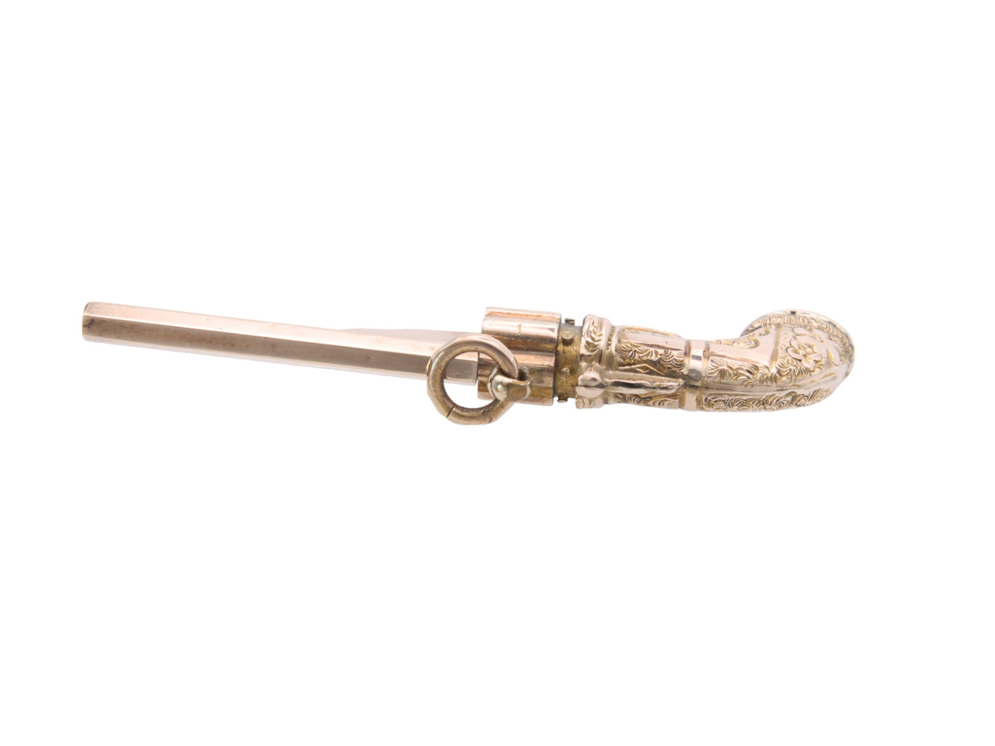 Antique 9ct Gold Revolver Gun Watch Key Pendant