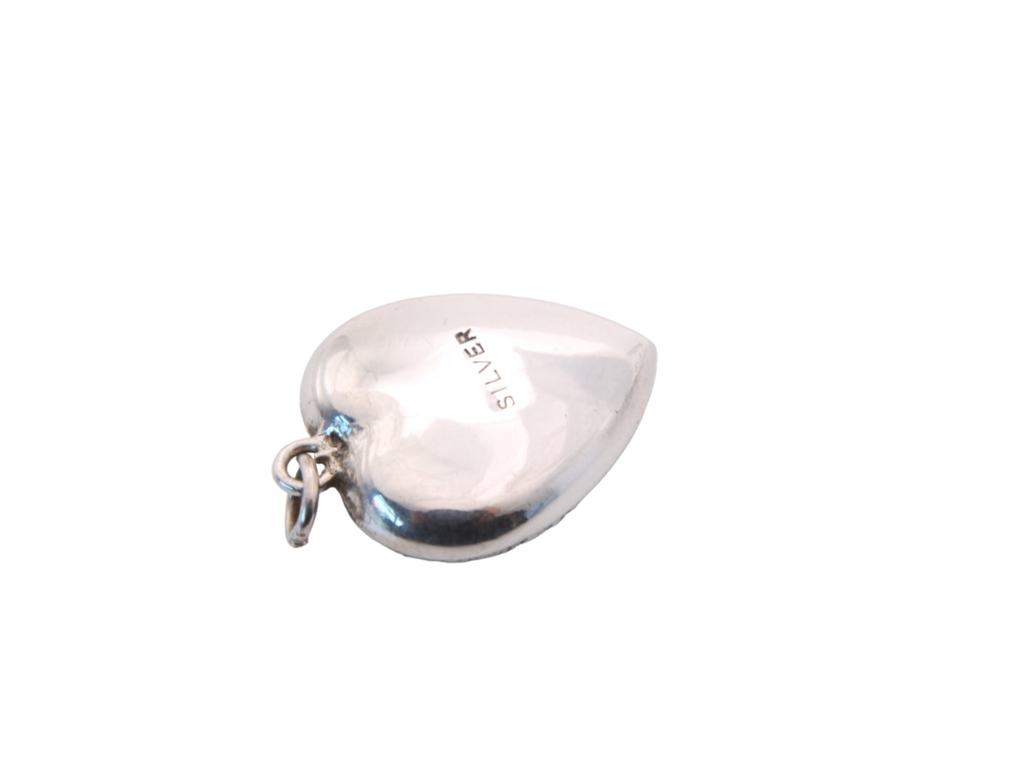 Art Deco Sterling Silver Puffy Heart Pendant