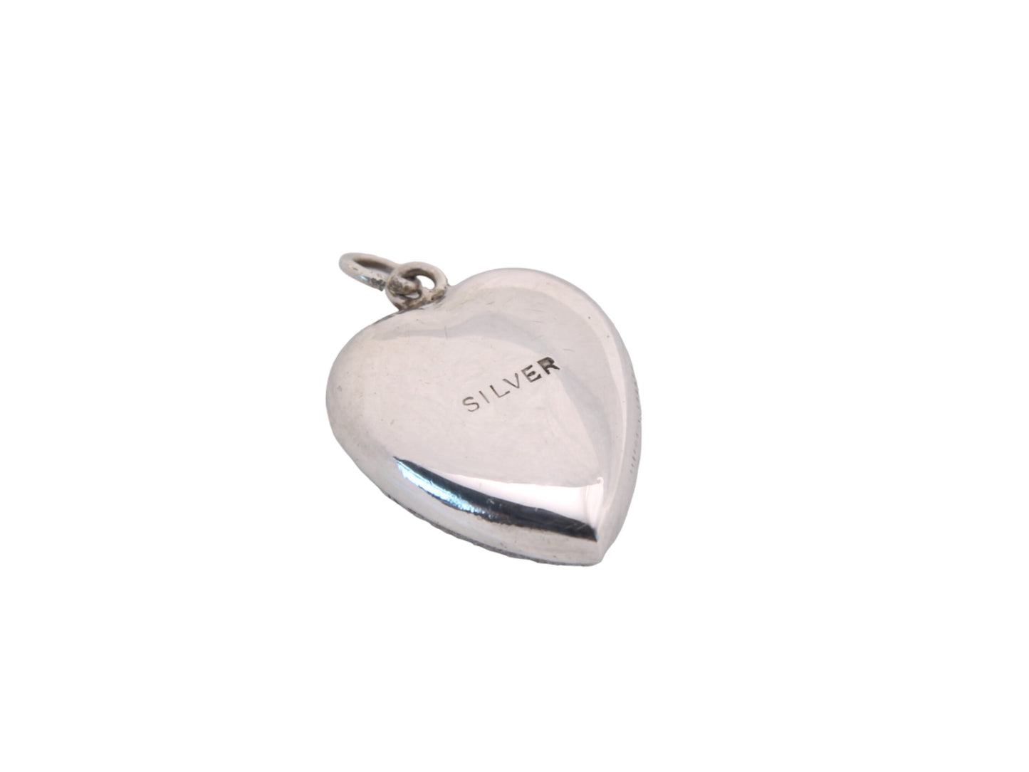 Art Deco Sterling Silver Puffy Heart Pendant