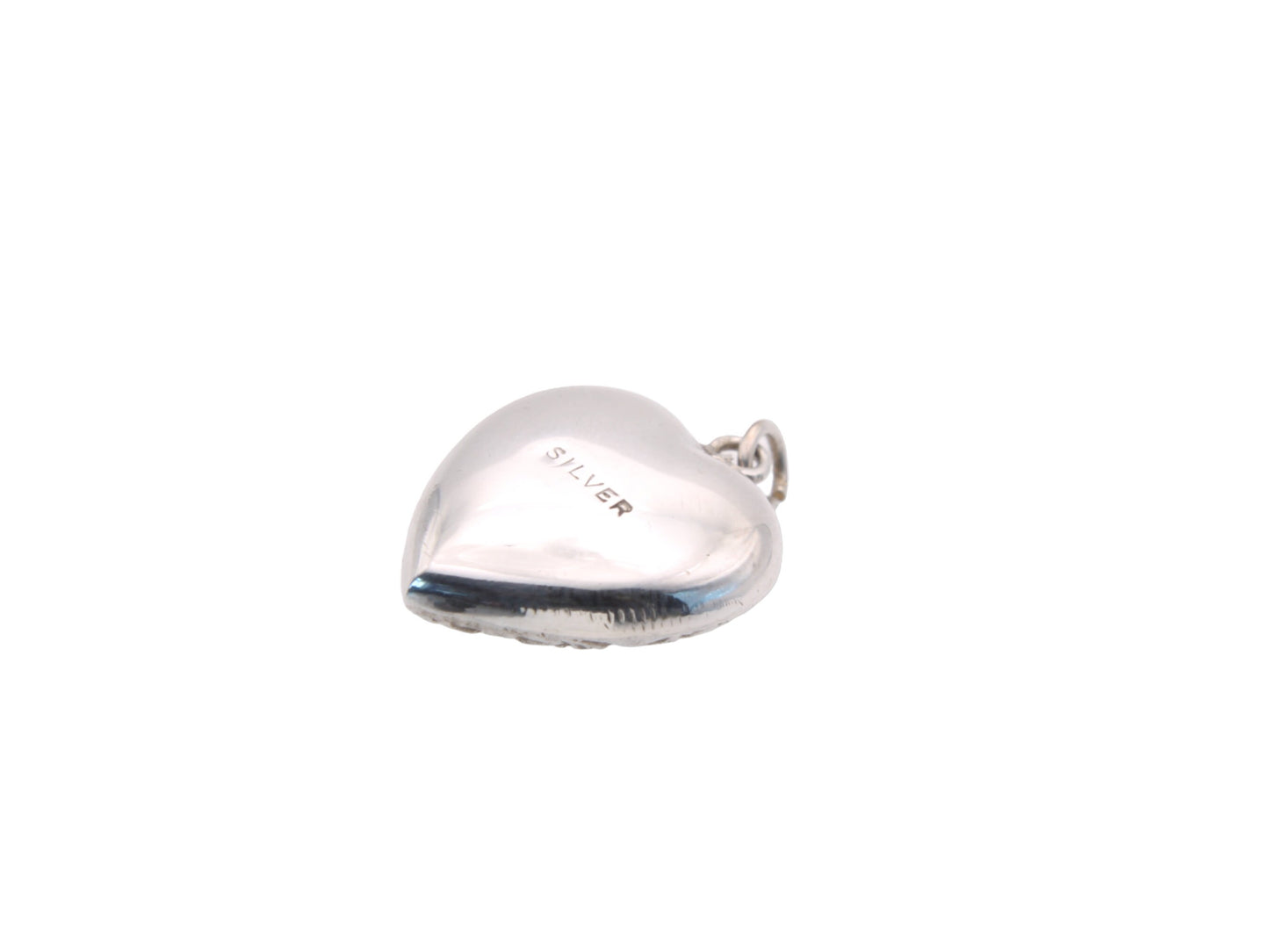 Art Deco Sterling Silver Puffy Heart Pendant