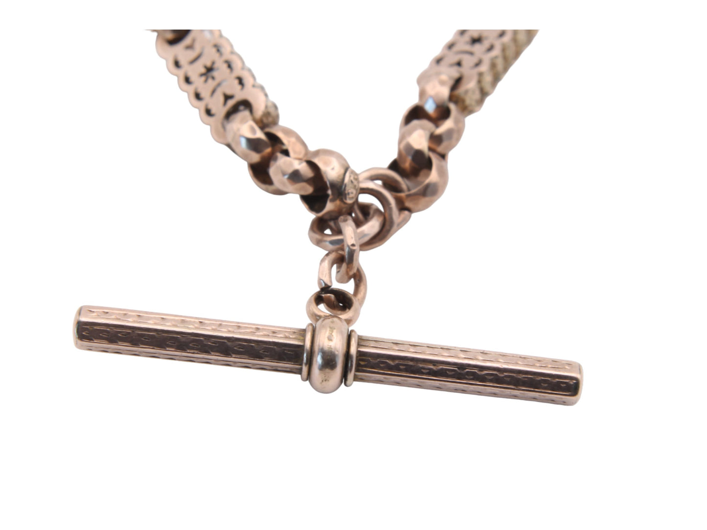 Antique 9ct Gold Fancy Star Link Albert Watch Chain, 21g
