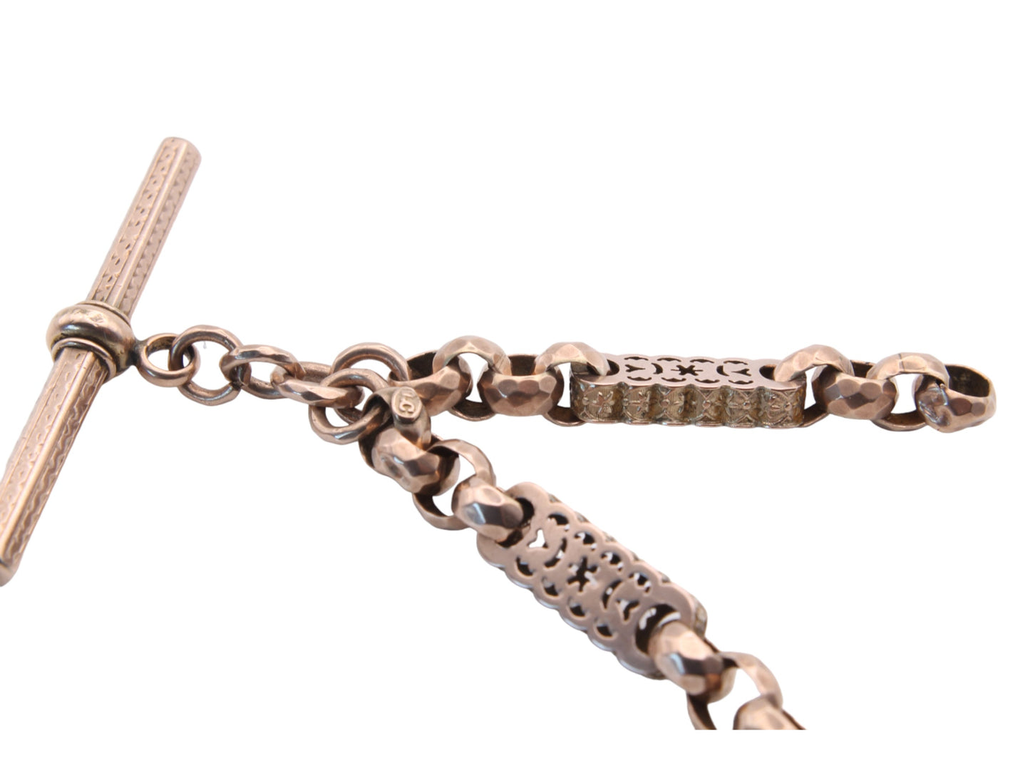 Antique 9ct Gold Fancy Star Link Albert Watch Chain, 21g