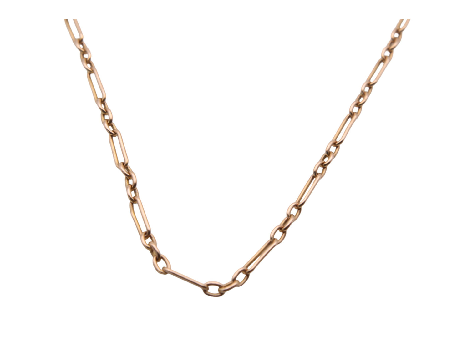 Antique 15ct Gold Trombone Link Necklace Barrel Clasp