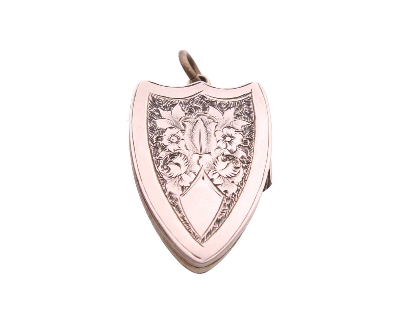 Antique 9ct Gold Forget-Me-Not Turquoise Shield Locket