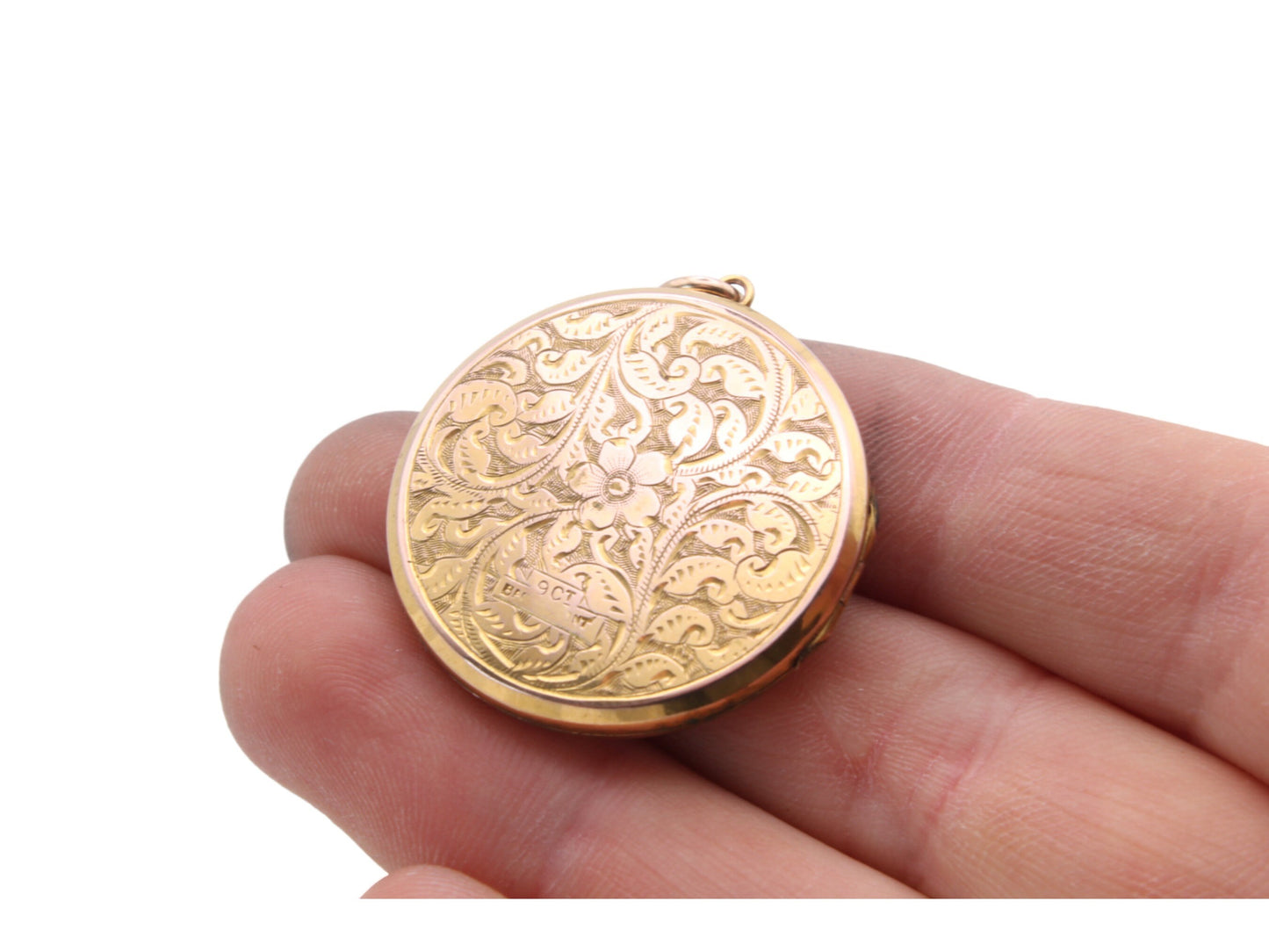 Antique-9ct-Gold-Large-Forget-Me-Not-Locket
