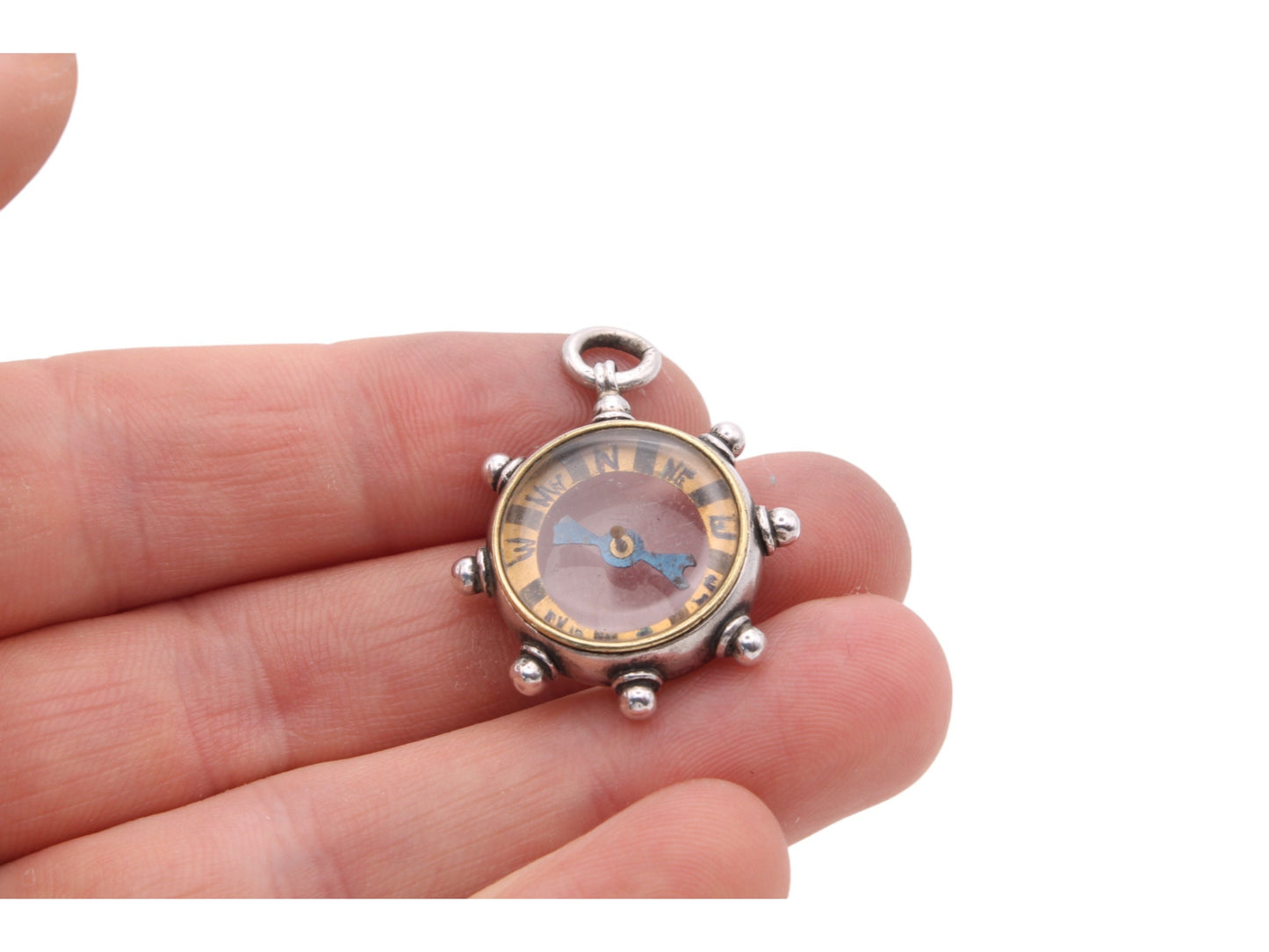 Antique Victorian Silver Compass Pendant