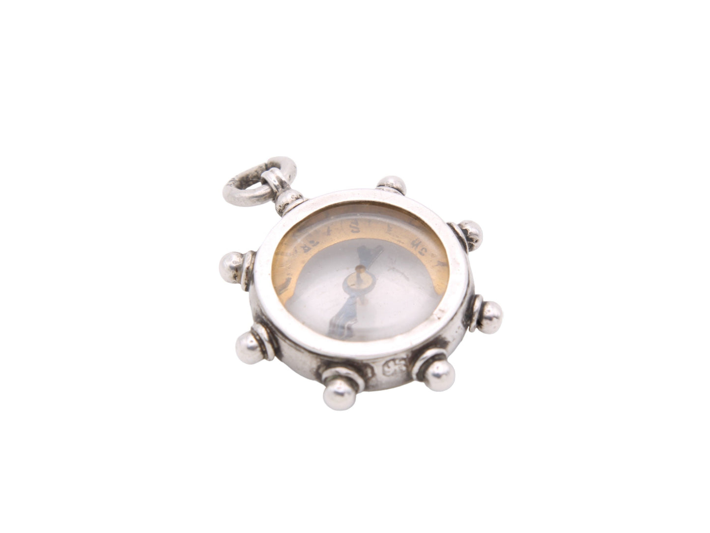 Antique Victorian Silver Compass Pendant