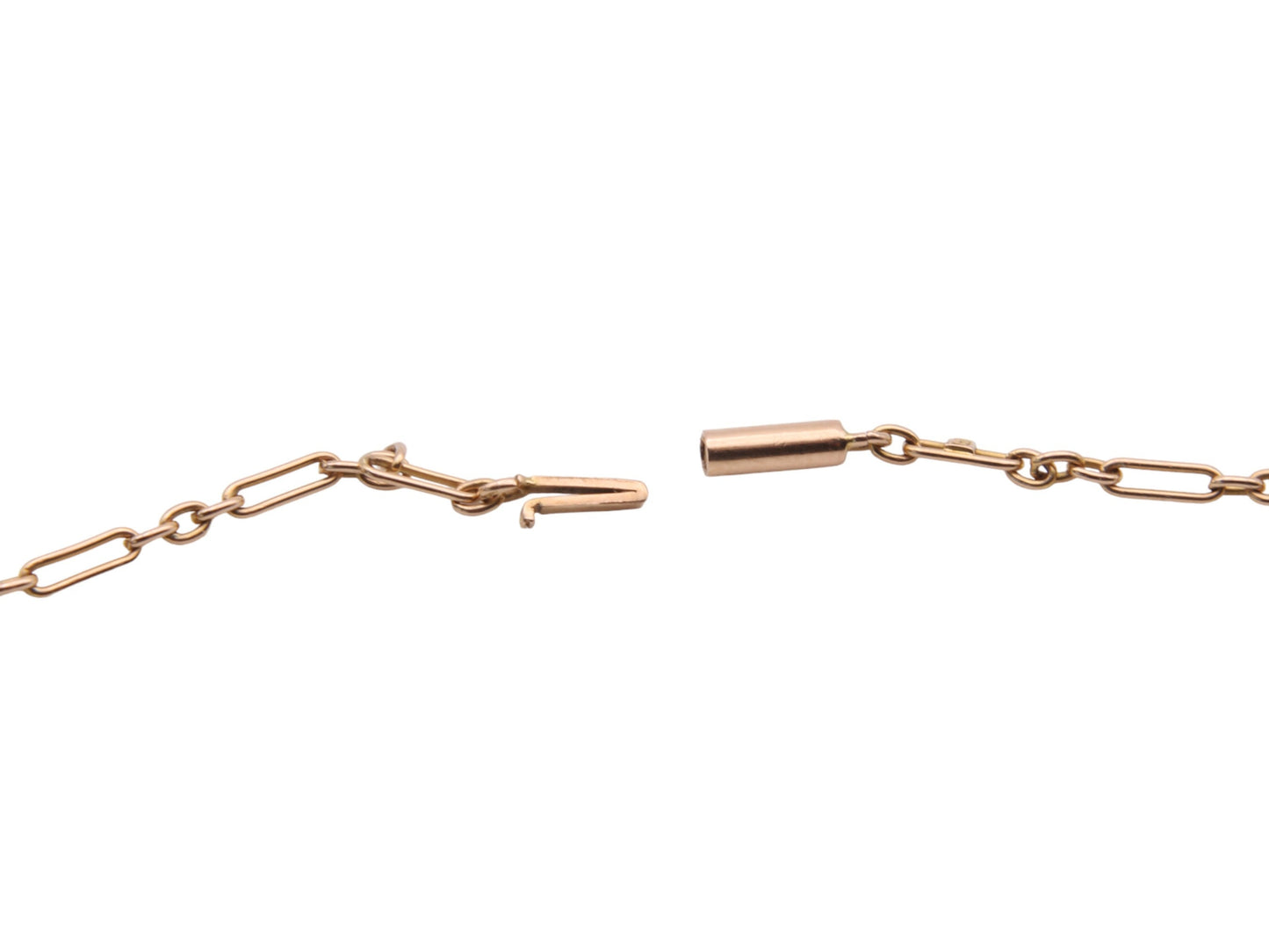 Antique 15ct Gold Trombone Link Necklace Barrel Clasp