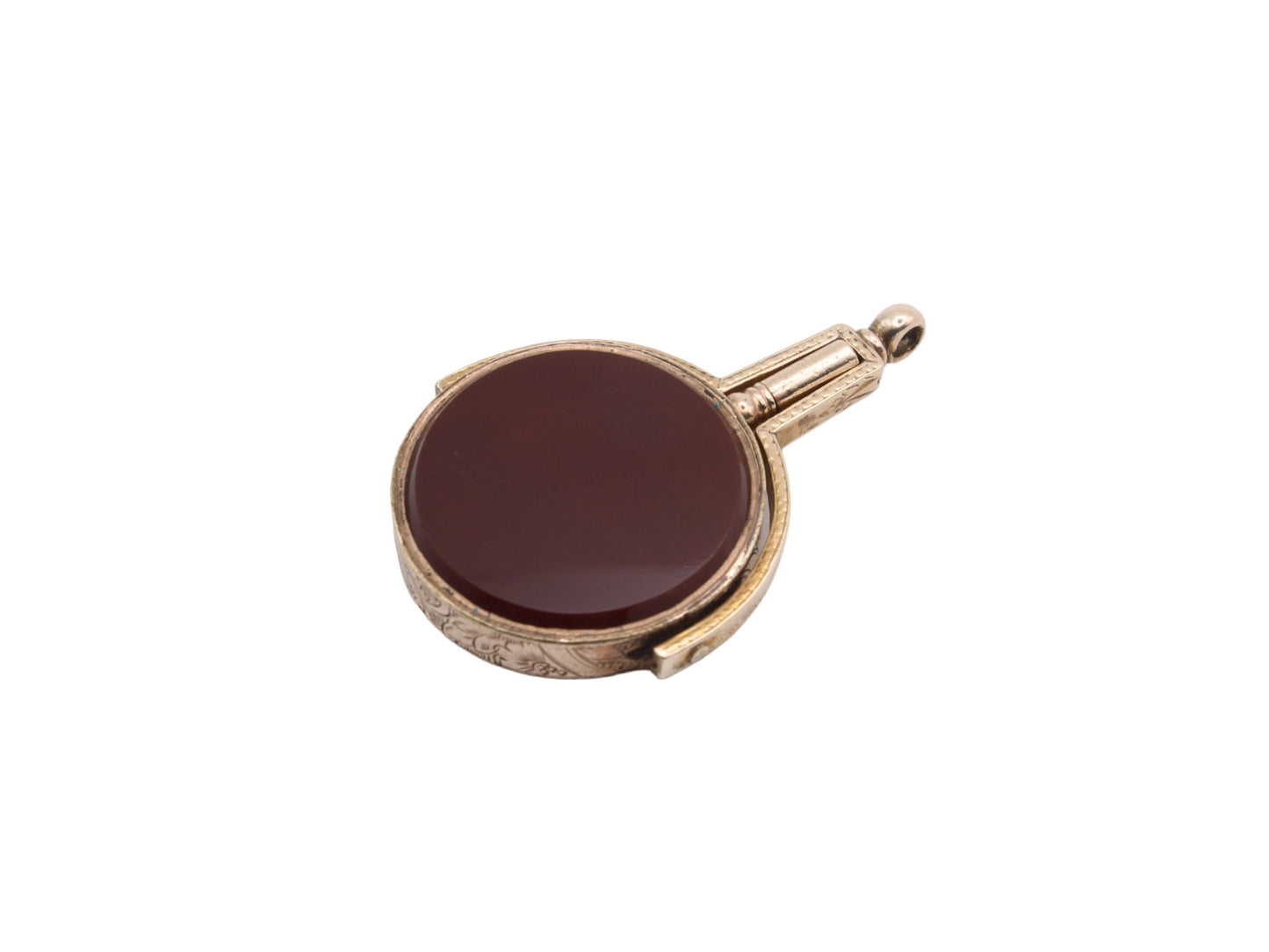Antique 9ct Gold Large Carnelian Bloodstone Watch Key Pendant