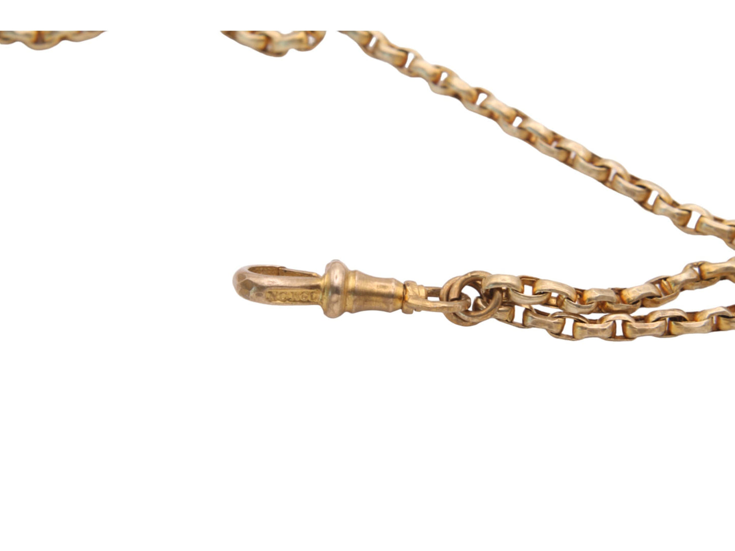 Antique Victorian 9ct Rolled Yellow Gold Long Guard Necklace - 53"