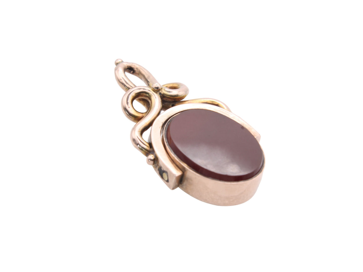 Antique 10ct Gold Bloodstone Carnelian Spinner Pendant
