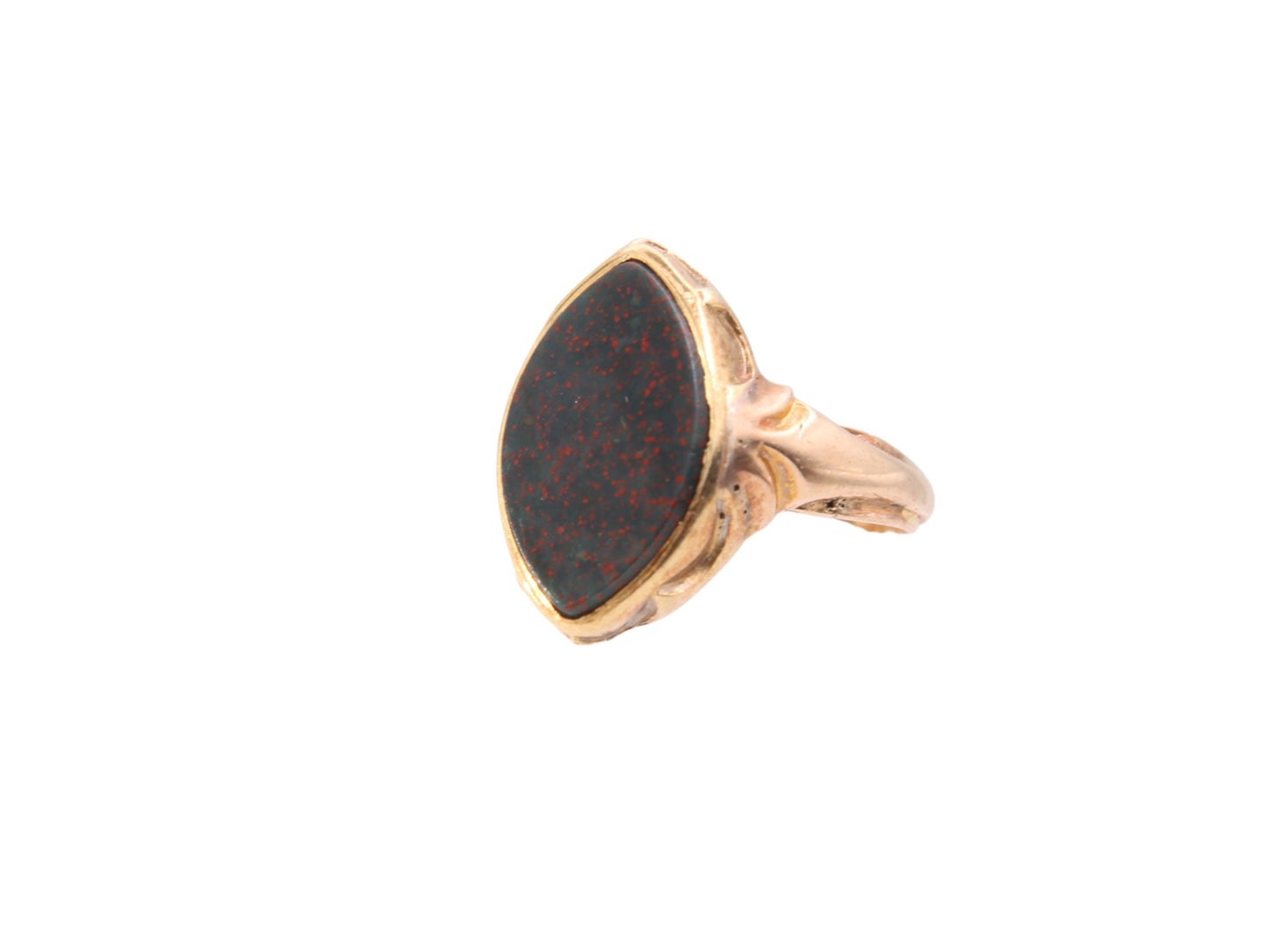 Antique 15ct Yellow Gold Lozenge Shaped Bloodstone Signet Ring