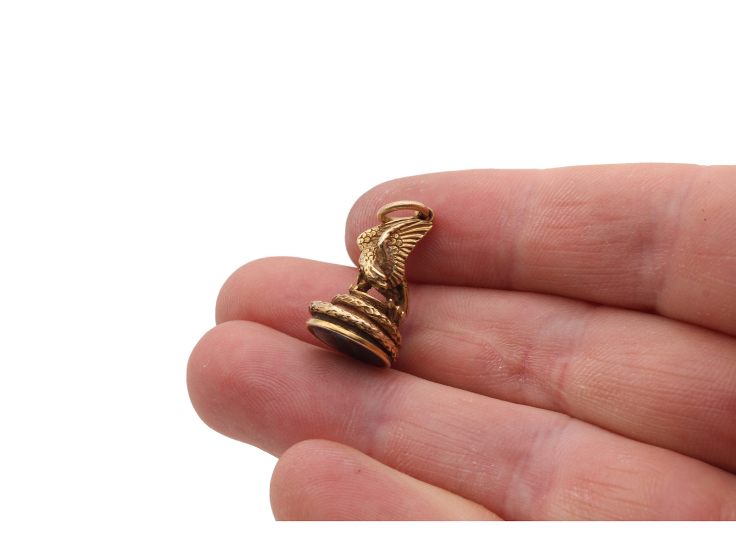 Antique-15ct-Gold-Phoenix-And-Snake-Pendant-Seal