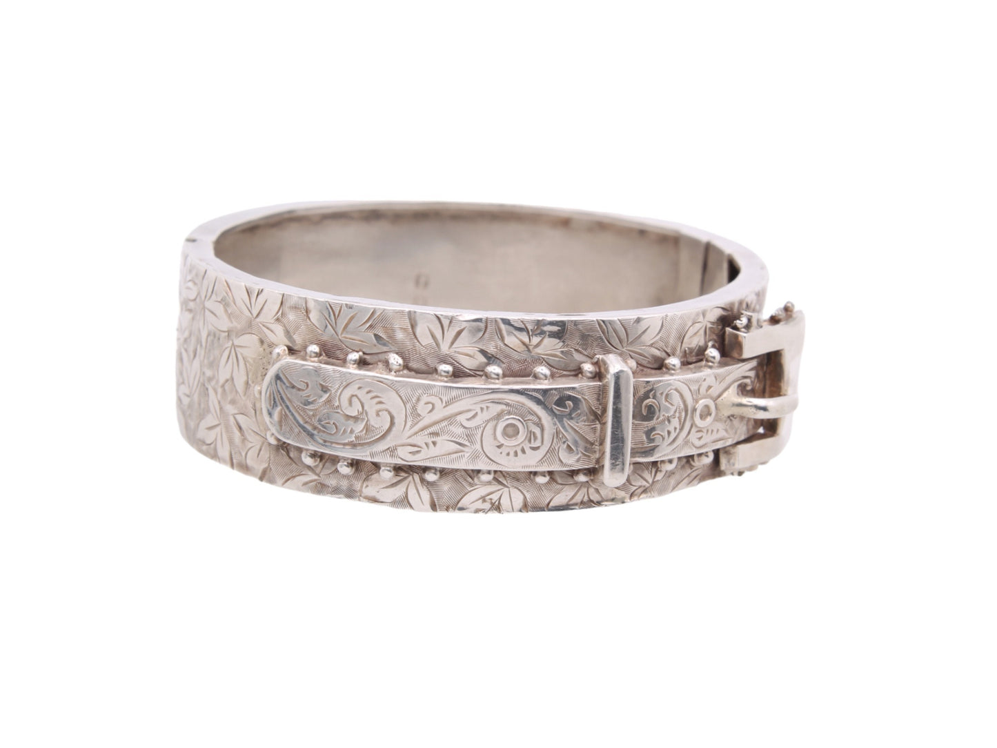 Antique Victorian Decorative Silver Buckle Bangle, 1884