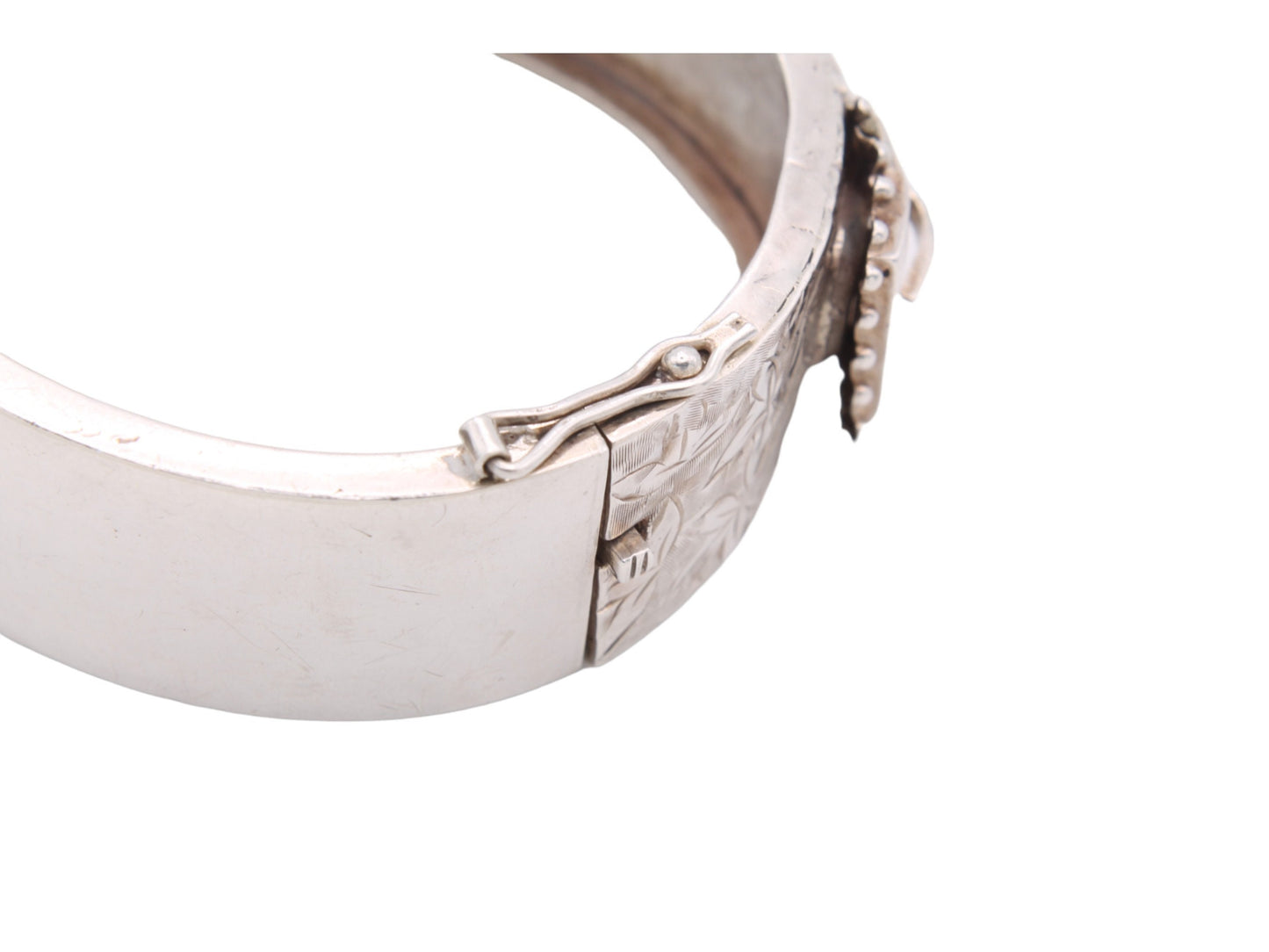 Antique Victorian Decorative Silver Buckle Bangle, 1884