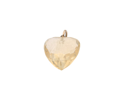 Antique 9ct Gold Faceted Citrine Heart Pendant