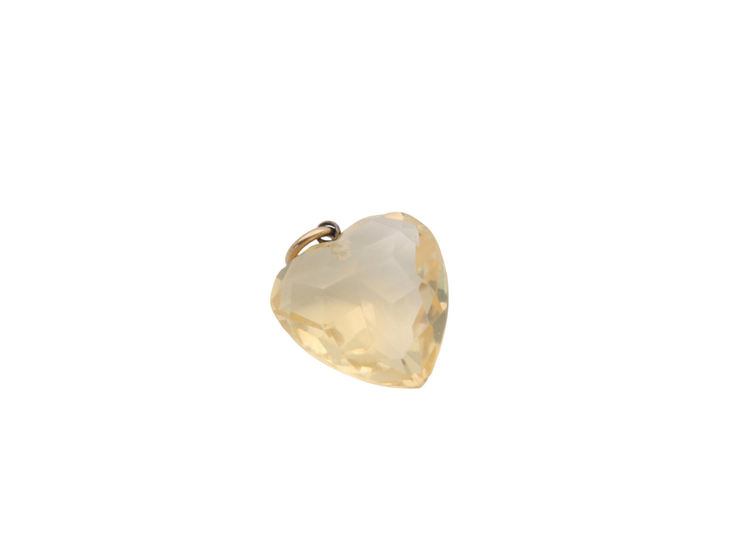 Antique 9ct Gold Faceted Citrine Heart Pendant