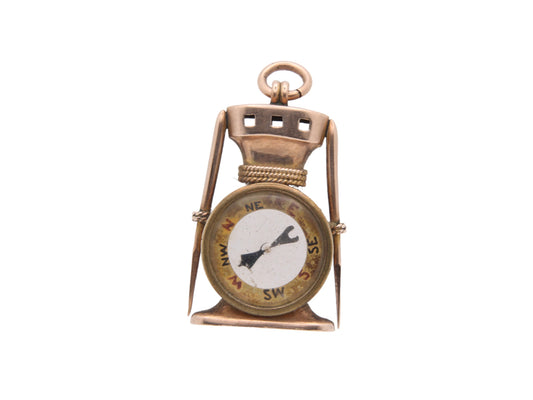 Antique 9ct Gold Lantern Compass Pendant Fob