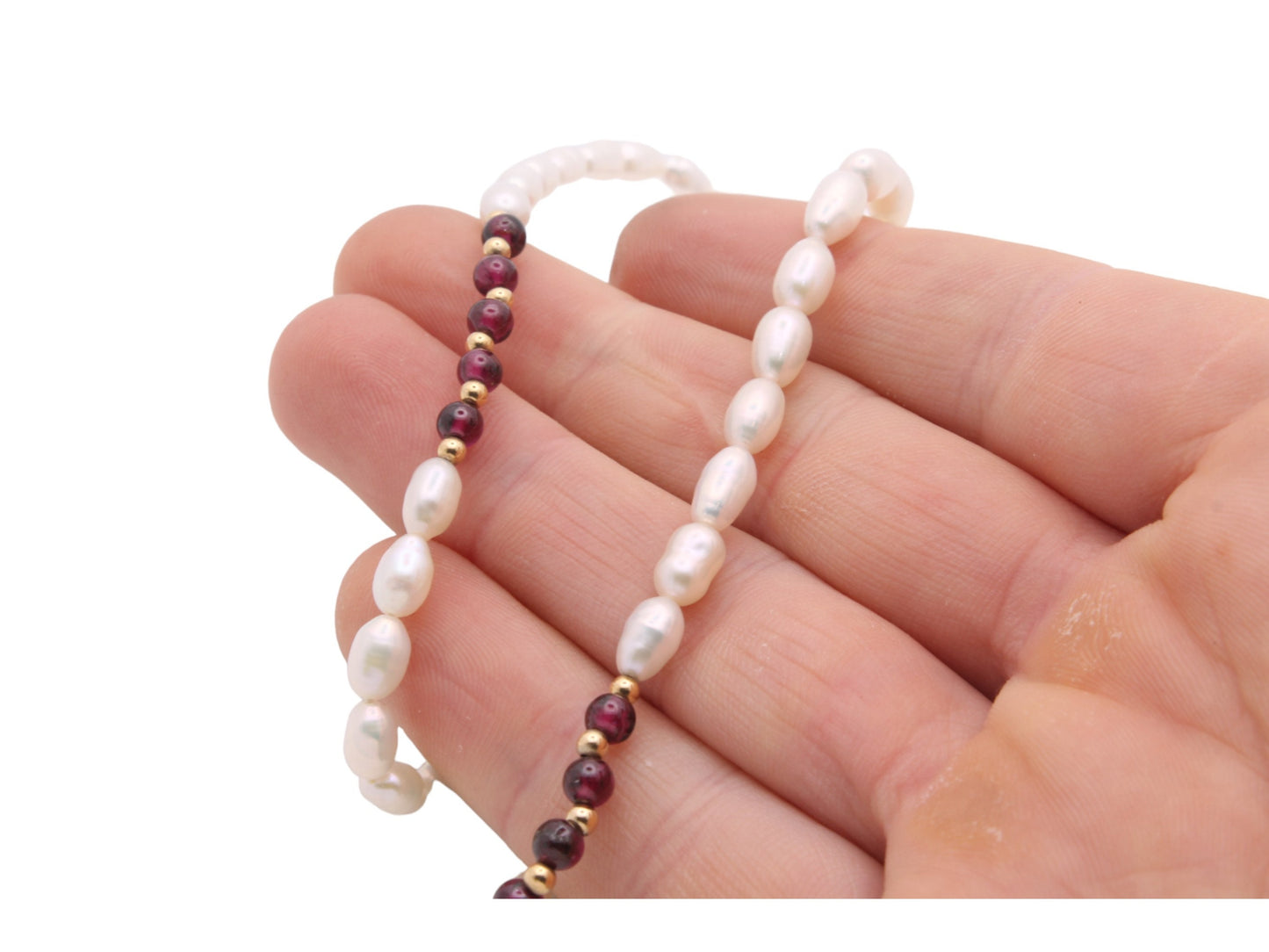 Vintage-14ct-Gold-Pearl-&-Garnet-Necklace