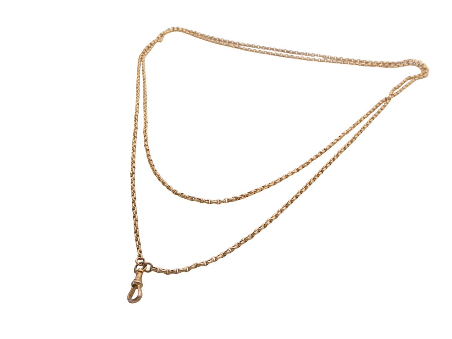 Antique Victorian 9ct Rolled Yellow Gold Long Guard Necklace - 53"