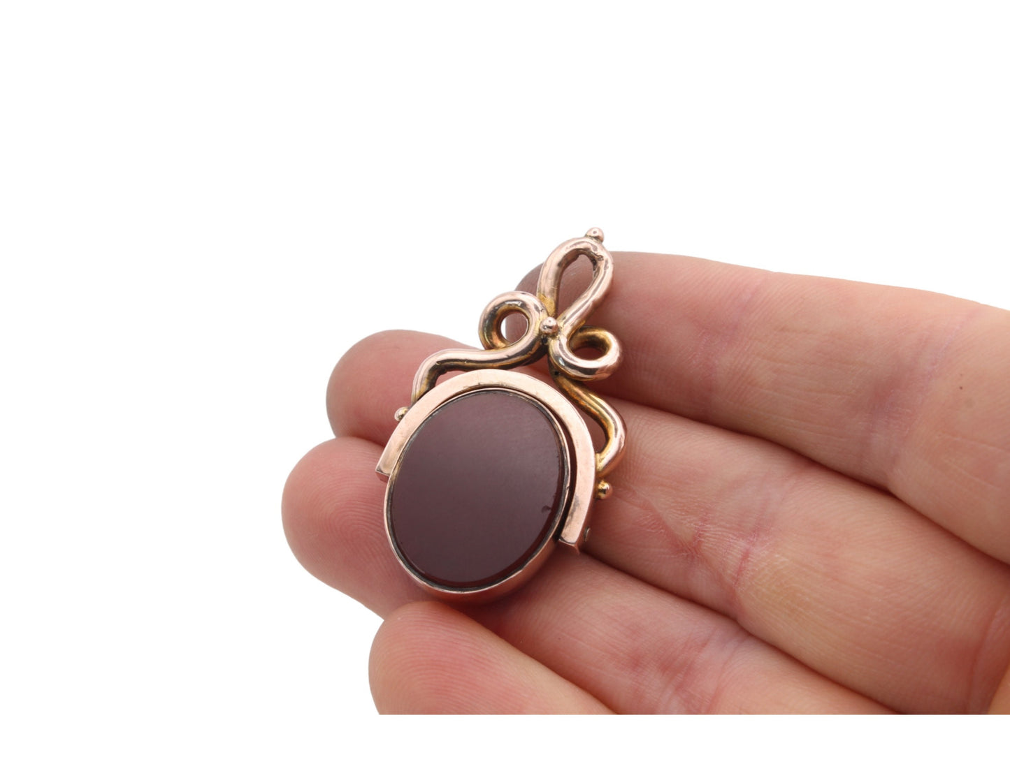 Antique 10ct Gold Bloodstone Carnelian Spinner Pendant