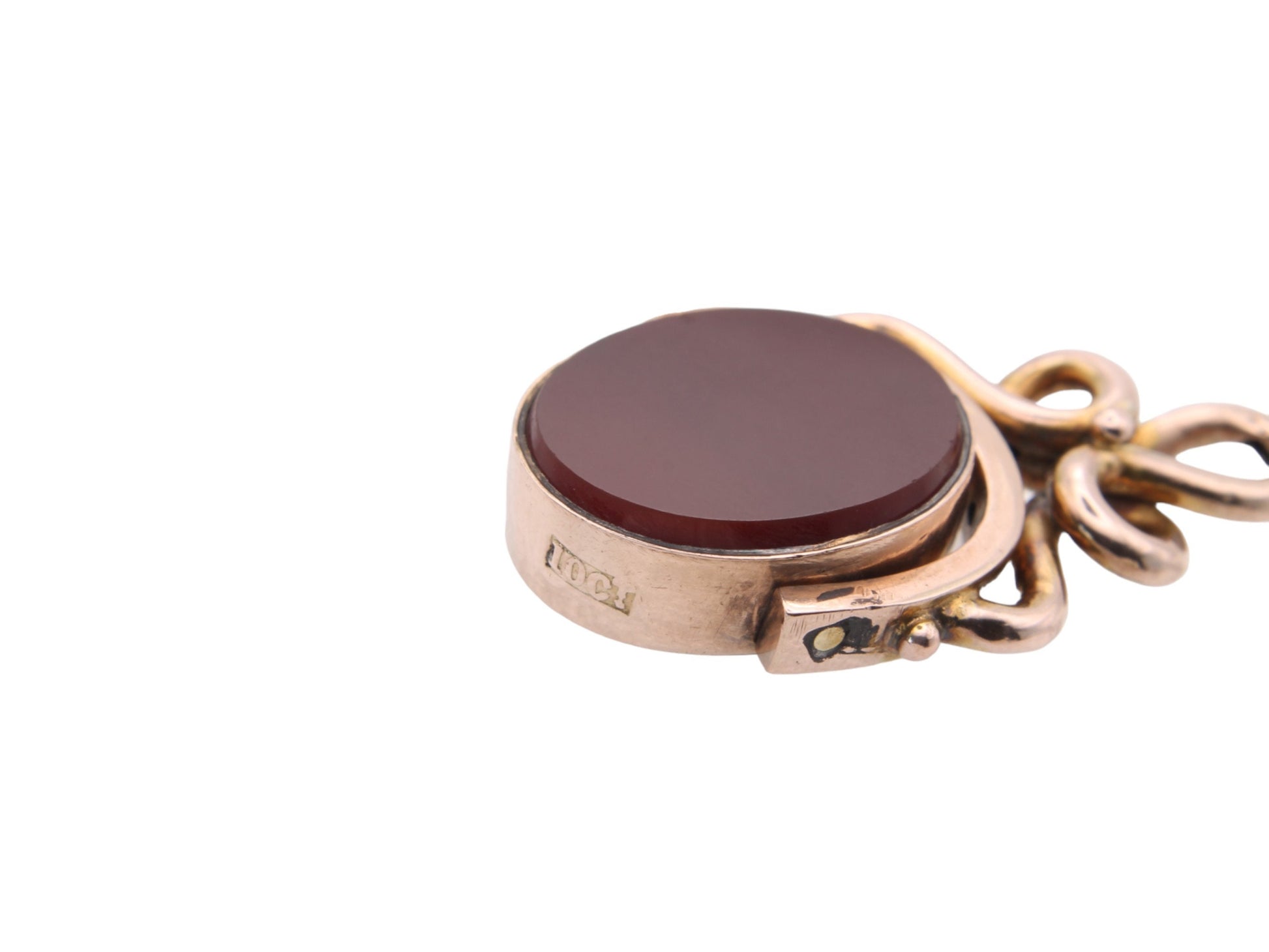 Antique-10ct-Gold-Bloodstone-Carnelian-Spinner-Pendant